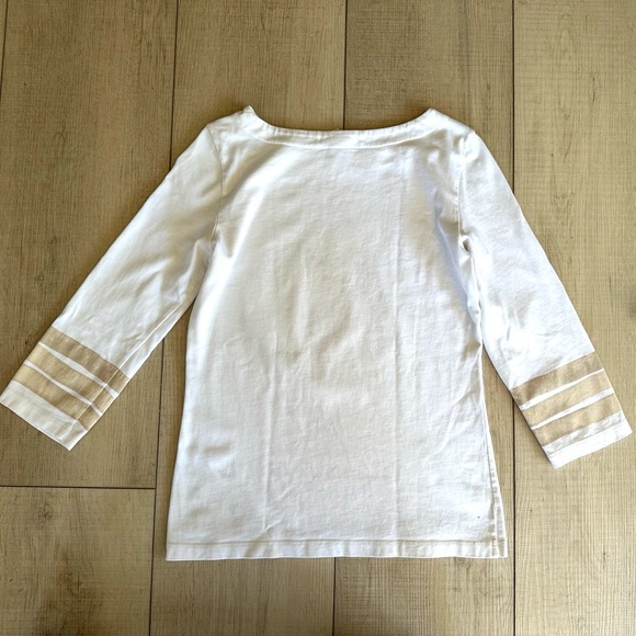 Coach Authentic Starfish Pima White & Beige Starfish 3/4 Sleeve Top Size XS - Picture 10 of 10
